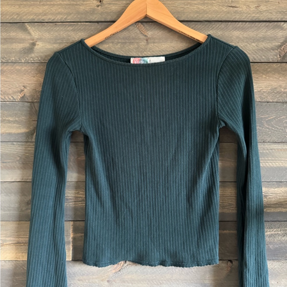 Free People Women's Ribbed Long Sleeve Top - Teal